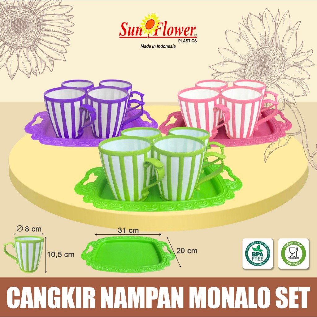 CANGKIR NAMPAN MONALO SET/Teko set Murah / Teko set plus cangkir + Nampan