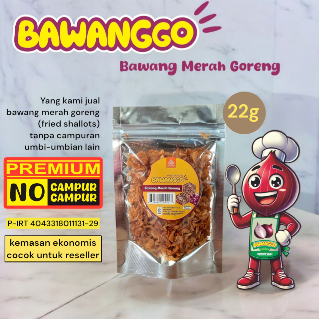 

Bawang Goreng Asli Siap Saji Murah Renyah Nikmat Kriuk Premium BawangGo 22gram Sahafood
