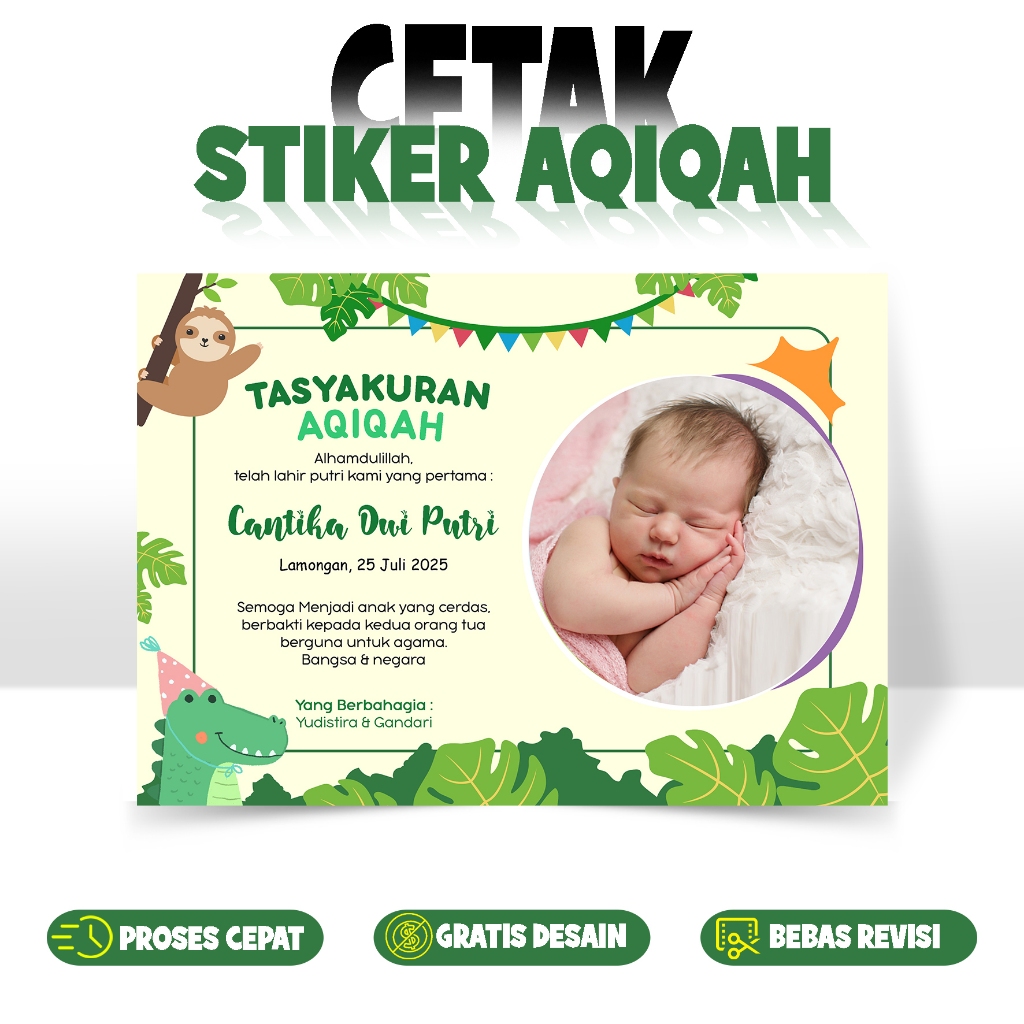 

[PROSES 1 HARI] STIKER AQIQAH - STIKER TEDAK SITEN - STIKER ACARA Uk. 6 X 9