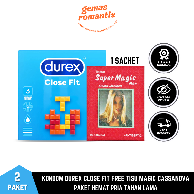 Kondom Durex Close Fit isi 3 FREE Tisu Super Magic Casanova 1 Sachet