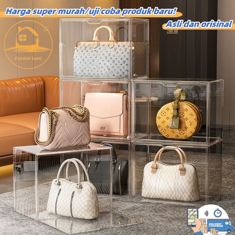 【Baru & Original】Kotak tas Luxury , Kotak Penyimpanan Tas Plastik Transparan, Organizer Tas Wanita A