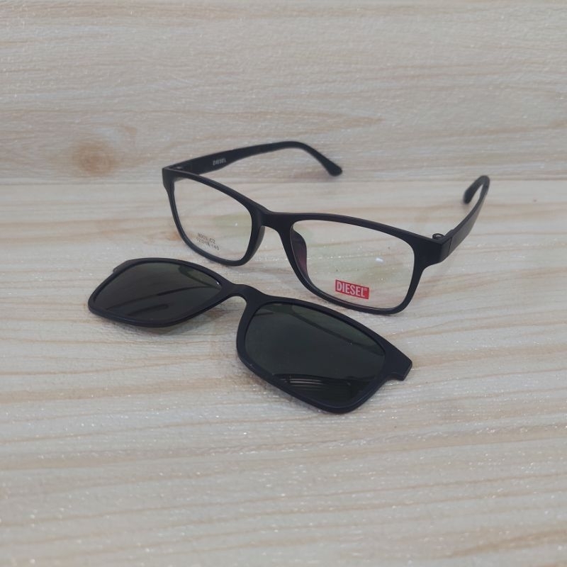Kacamata Frame clip on diesel lensa depan polarized