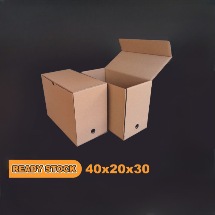

10 pcs box dokumen arsip cokelat polos kardus packaging berkas kantor serbaguna ukuran 40x20x30cm