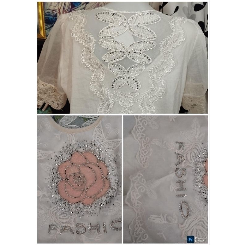 Blouse Putih Brukat Korea