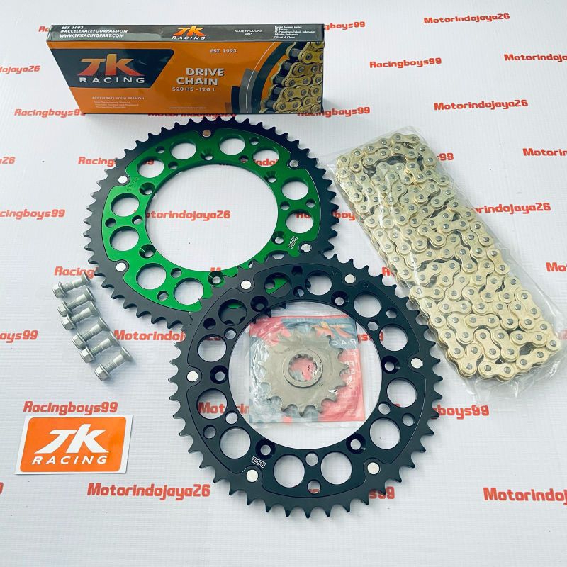 GEAR SET KLX 230 D TRACKER 250 KLX 250 ROZ HITAM HIJAU RANTAI TK RACING ORIGINAL PRODUCT