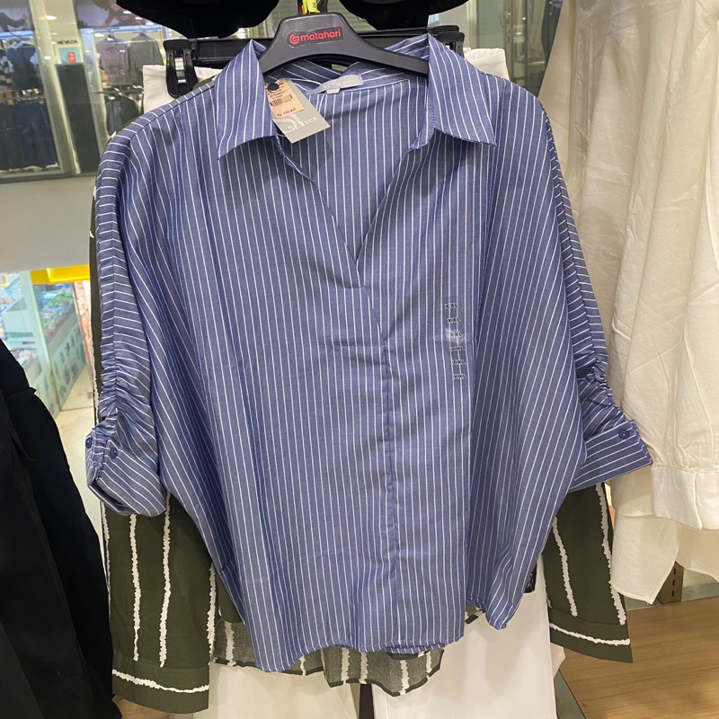 ST.YVES KEMEJA BLOUSE WANITA LENGAN KARET MOTIF SALUR MATAHARI BRAND