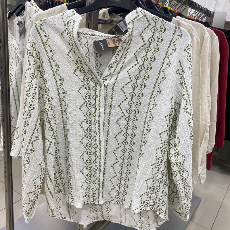 ST.YVES BLOUSE WANITA LENGAN PANJANG MOTIF BUNGA MATAHARI BRAND