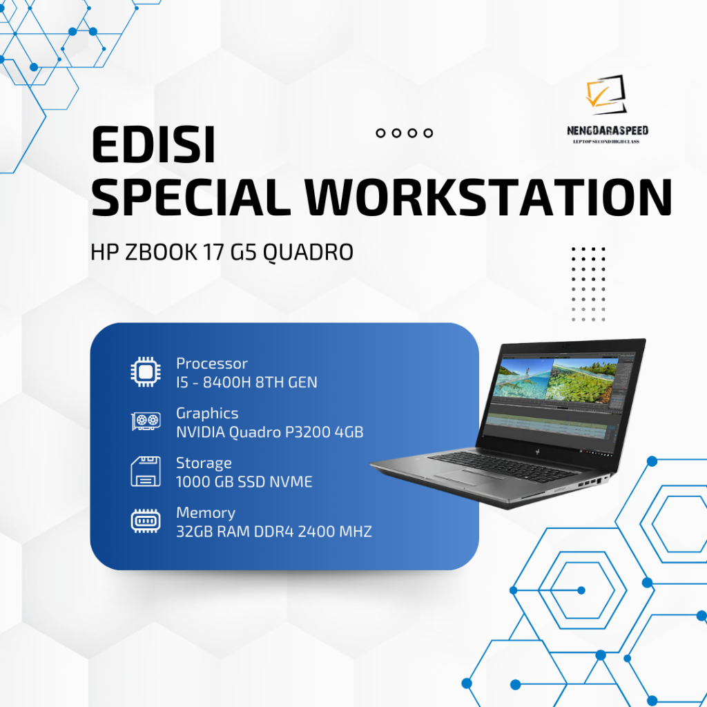 HP WORKSTATION ZBOOK 17 G5 I5 - 8400H HIGH / NVIDIA QUADRO P3200 6GB / 32GB RAM DDR4 / 1TB SSD NVME
