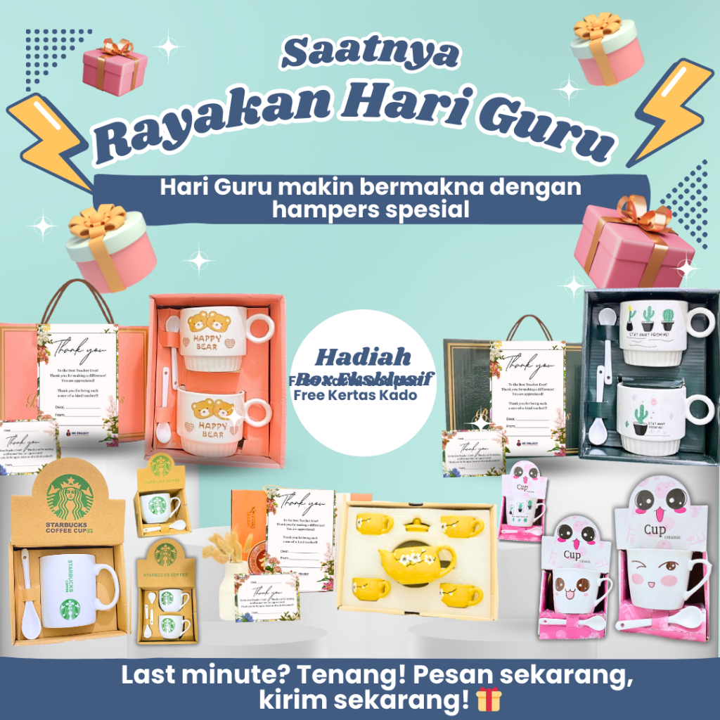 Teacher Day MUG HADIAH HARI GURU Souvenir Gelas Cangkir Keramik Kado Guru Dosen Kenaikan Kelas Selam