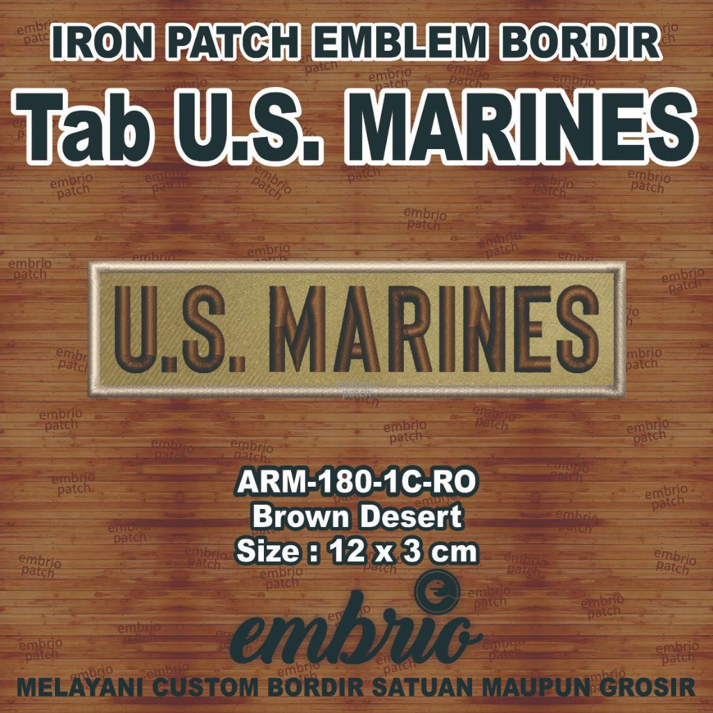 ARM-180-1C-RO Patch US MARINES name tag emblem bordir tab us marine military tactical tentara angkat