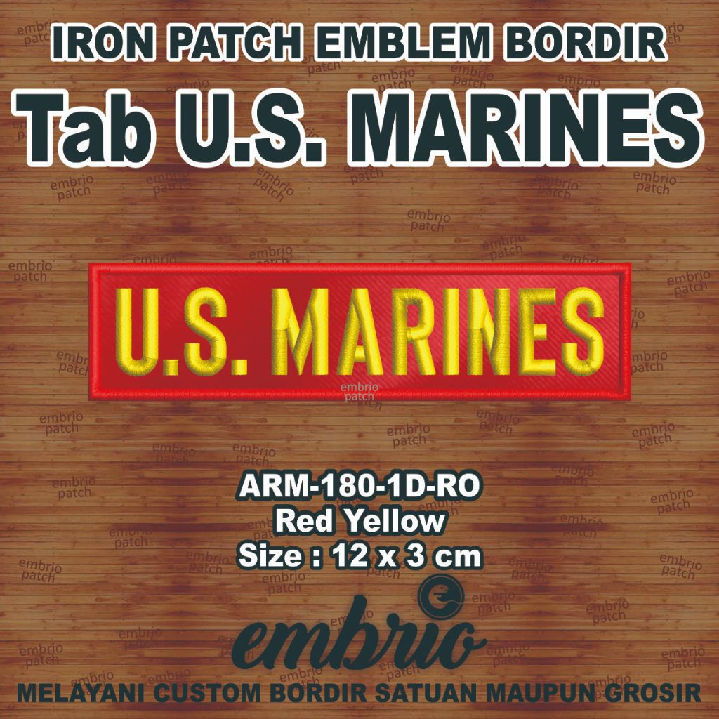 ARM-180-1D-RO Tab US MARINE Patches emblem bordir name tag us marines military tactical tentara angk