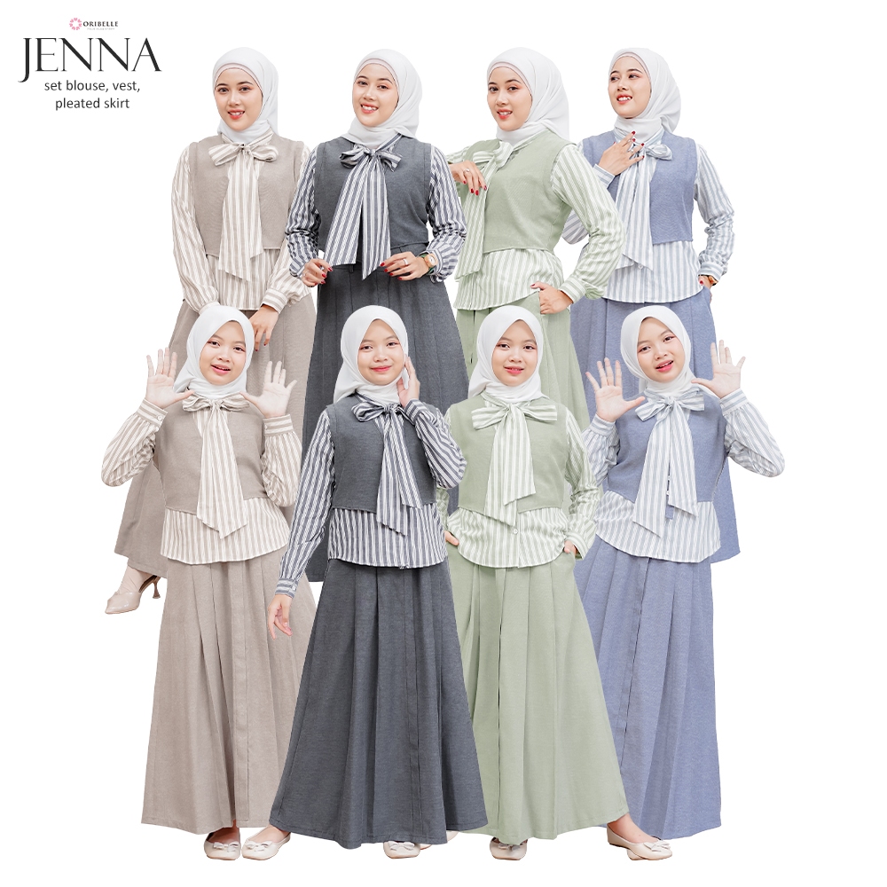 ORIBELLE Jenna Setelan Couple Ibu dan anak Perempuan Set Remaja Tanggung Shirt Kemeja Vest dan Rok