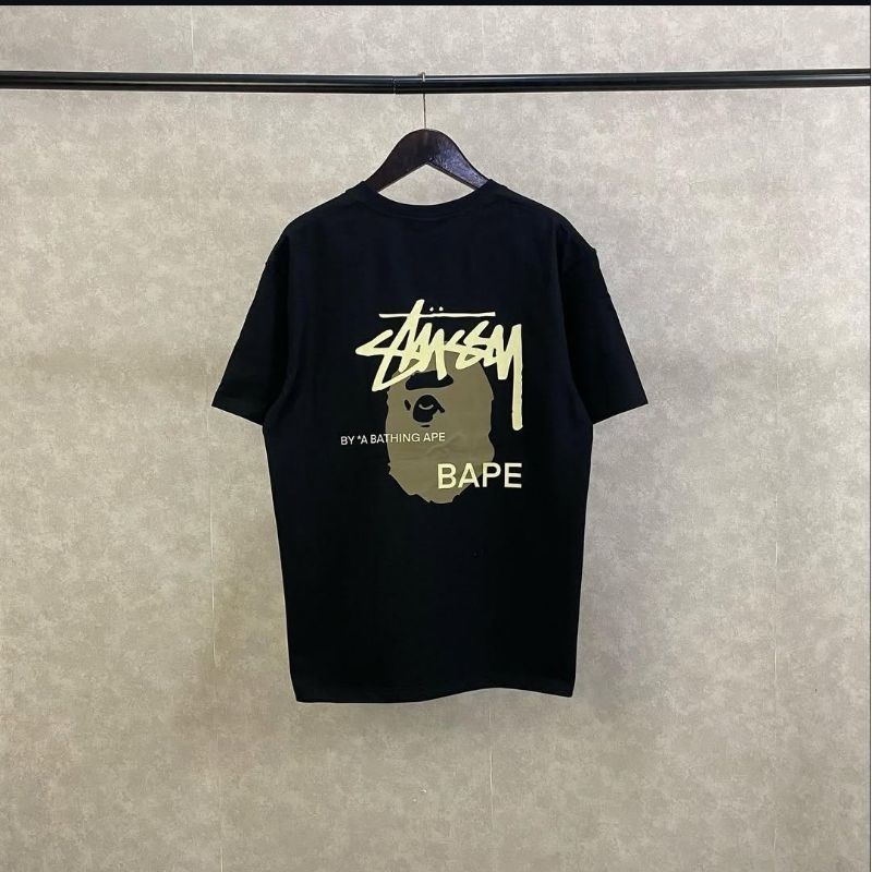 T-shirt bape x stussy black Import vvip
