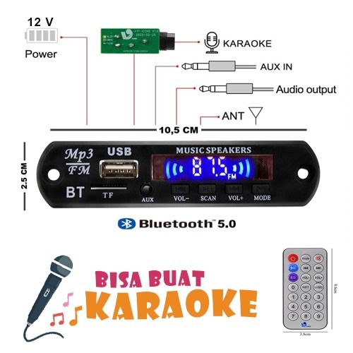 Modul Mp3 Bluetooth Bisa KARAOKE 12V