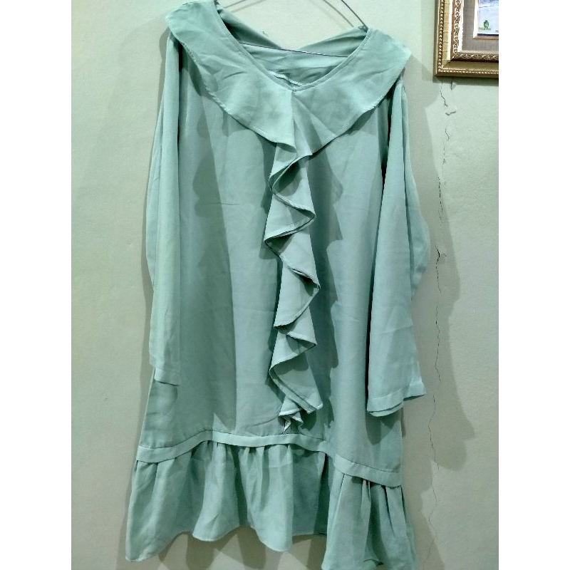 preloved tunik wanita warna hijau mint