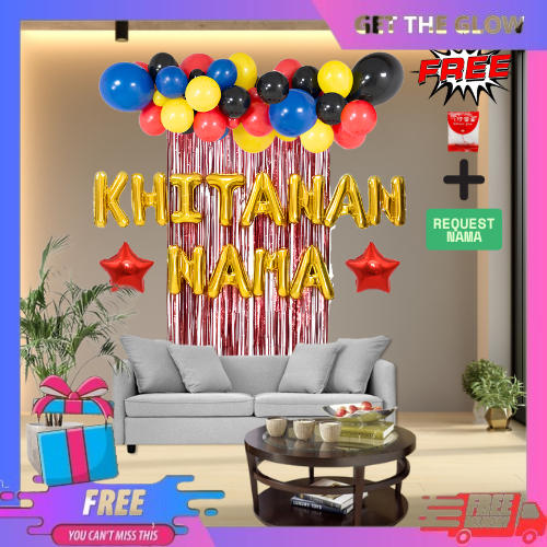 Set Dekorasi Khitanan Anak Balon Paket Dekorasi Aqiqah KHITANAN Simpel Elegan Request Nama Anak