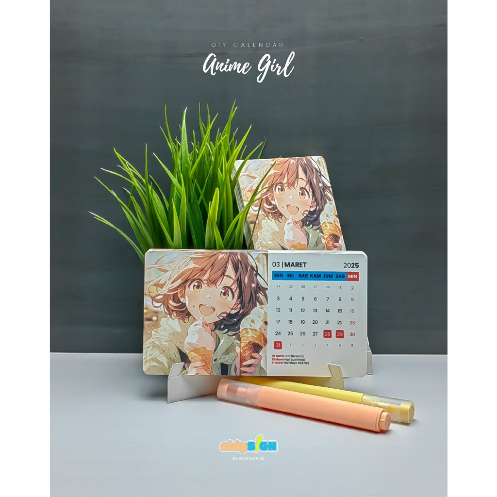 

Kalender 2025 DIY - Souvenir, Dekorasi, Hadiah Ulang Tahun & Pernikahan - Anime Girl