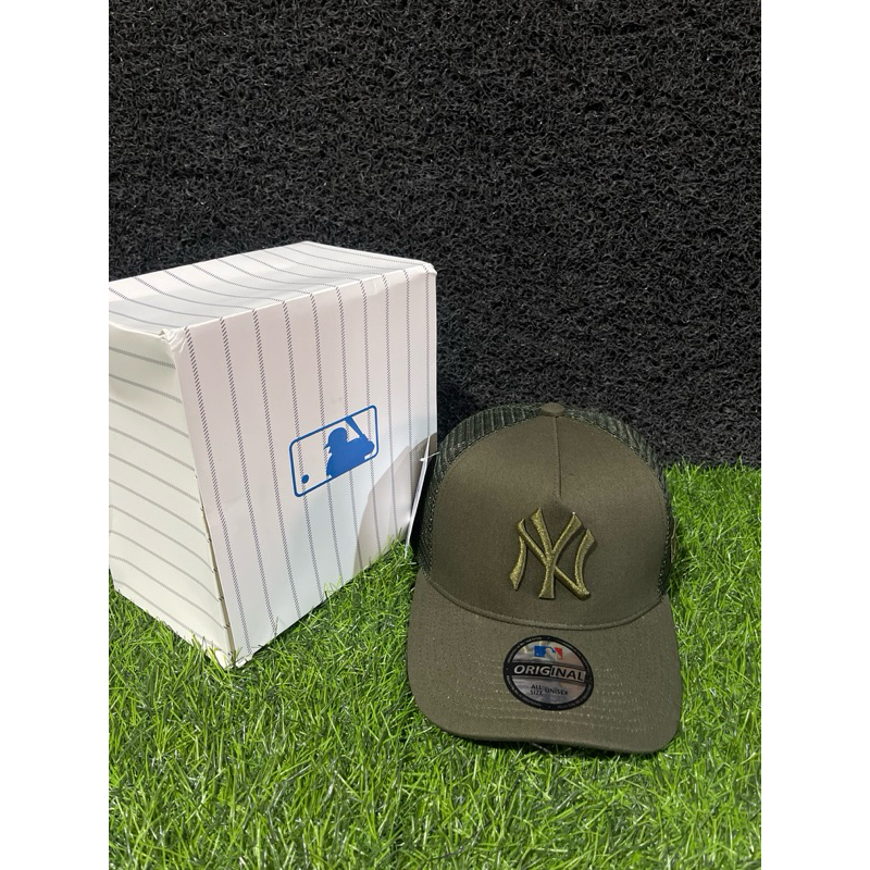 NY Hijau Army Bahan Hijau Army Trucker Hijau Army Topi Premium MLB