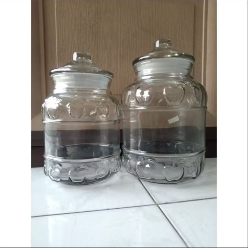 Jar Toples Kaca Jadul Motif Apel Tebal 2.5/3.5 Kg