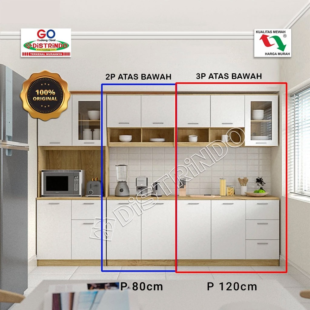 DISTRINDO Kitchen Set Minimalis / Rak Dapur Pintu Kaca