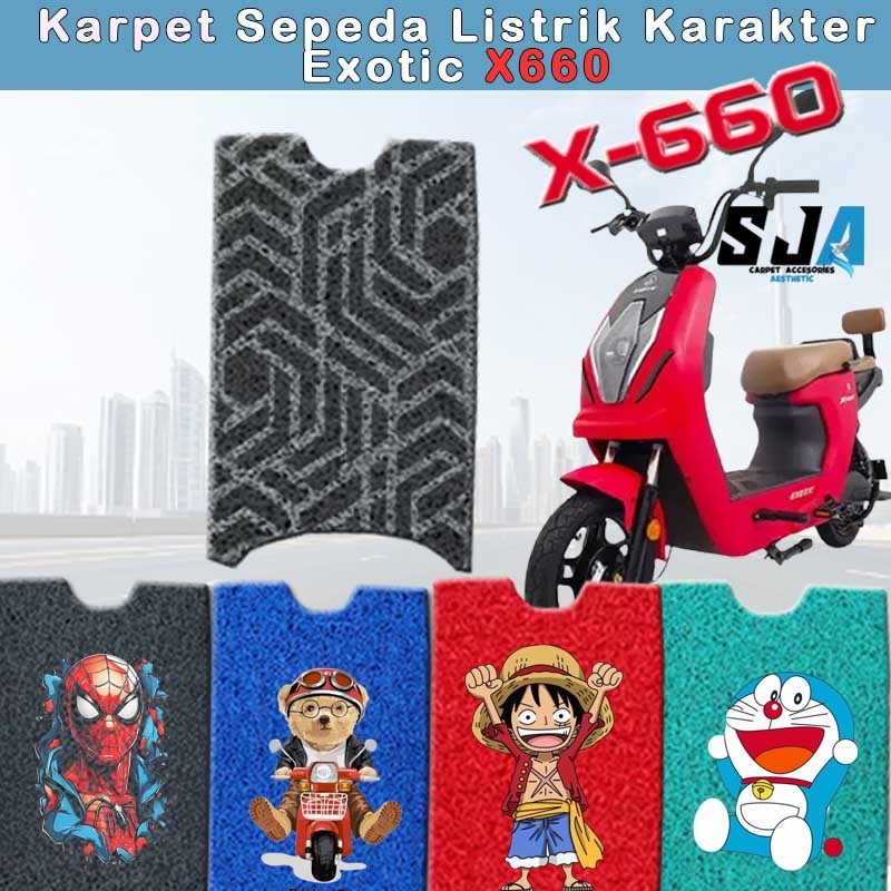Bergaransi Karpet Sepeda Listrik Exotic X660 / X650 Motif Karakter Bahan Tebal Pvc