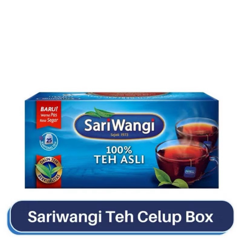 

1 PCS TEH KOTAK SARI WANGI [ 1 BOX ISI 25 KANTONG TEH Takaran Saji 1.85g] | SARIWANGI TEH CELUP | SARIWANGI TEH ASLI | UNILEVER | TEH SARIWANGI | TEH CELUP SARIWANGI