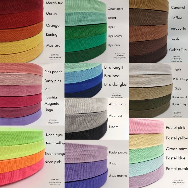 Webbing katun 3,8cm per 5m