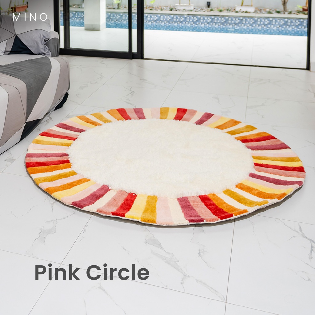 Handtufted Rugs Mats Custom Pink Circle - Keset Karpet Aesthetic Home Decor Mino Carpet