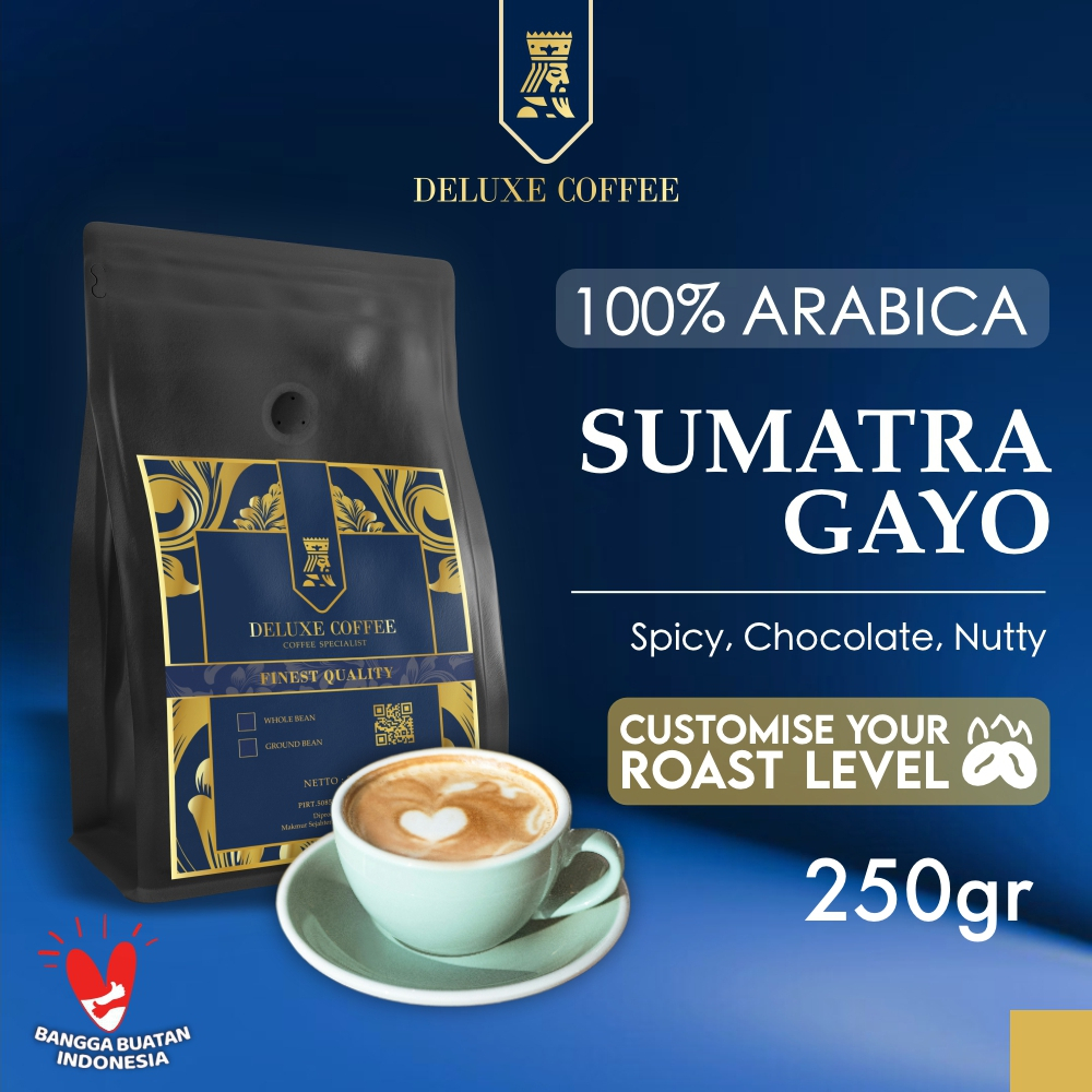 

Deluxe Coffee Biji Kopi Arabika Sumatra Gayo 100% Arabica Whole Bean Specialty Coffee - 250 gr