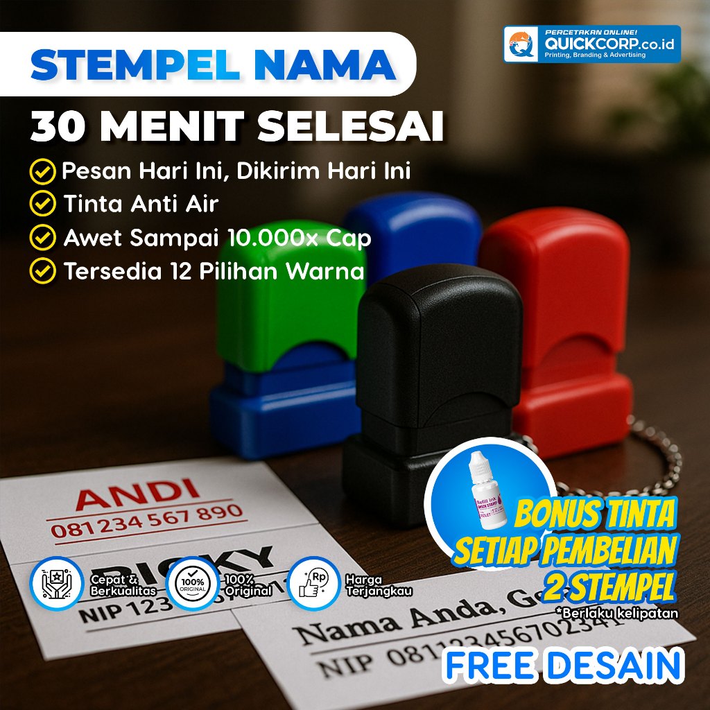 

Stempel Nama Flash Mini Ganci ( Gantungan Kunci ) Stempel Dokter Bidan Perawat Apoteker Jabatan NIP SIP NO HP Lunas Received Paid Stempel IDI