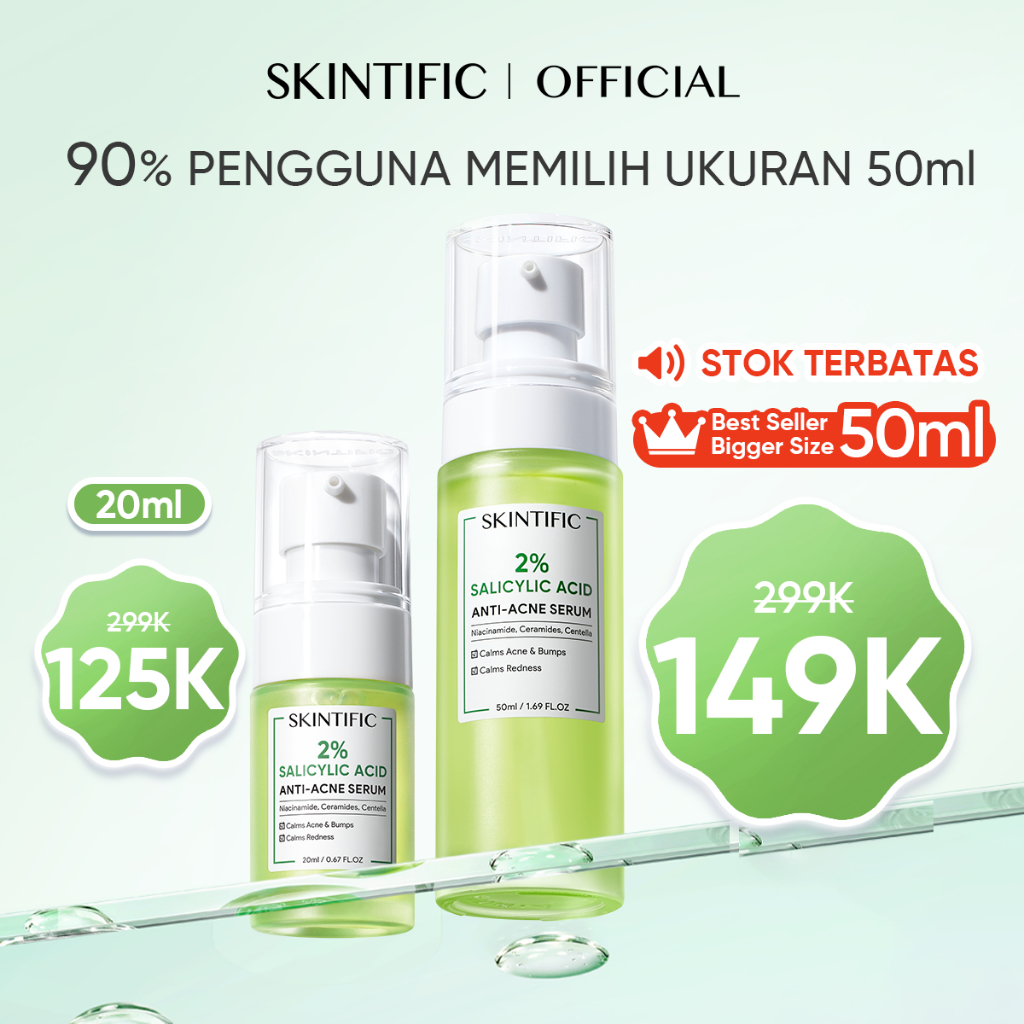 SKINTIFIC -  Salicylic Acid Anti Acne Serum 20ml | Melembabkan  Menghilangkan Bekas Jerawat Kulit Be
