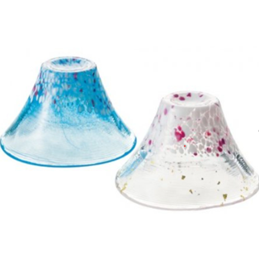 Gelas Sake Kaca Artistik Motif Sakura dan Gunung Fuji – Set 2 pcs
