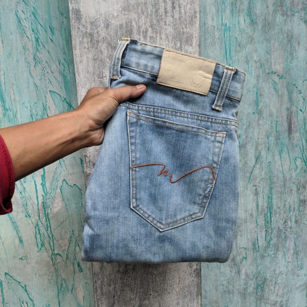 Celana Jeans MOSQUITO Light Blue BootsCut - Bahan Kaku ( 35 ) Mulus