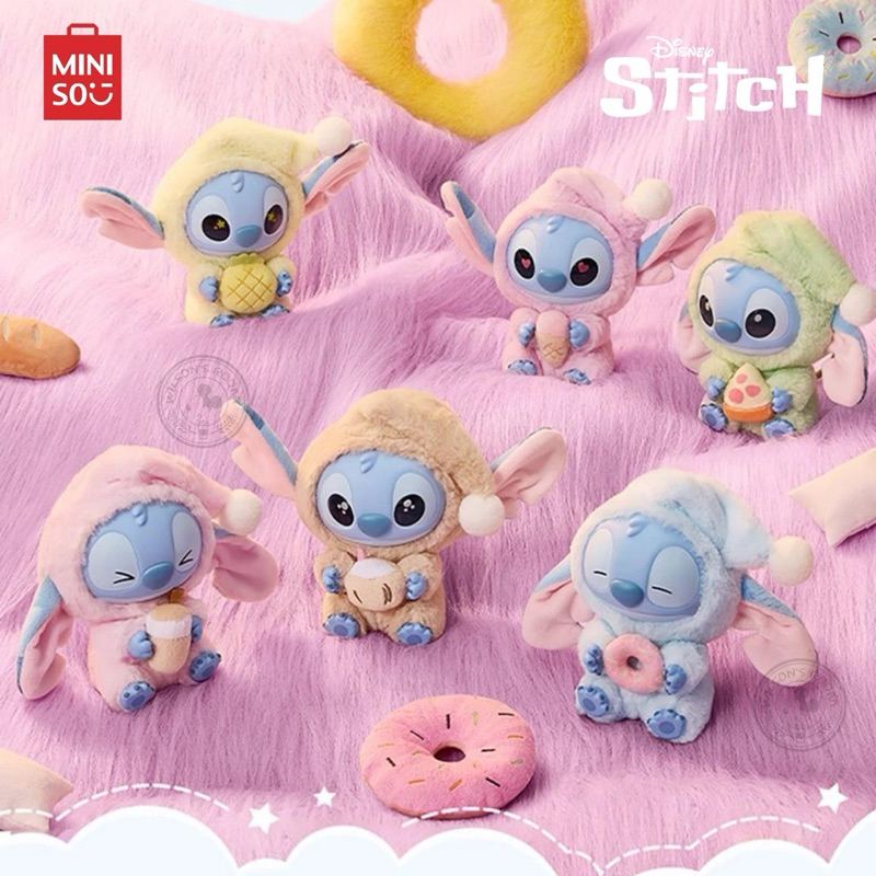 [ORIGINAL] DISNEY MINISO Stitch Eat Something Before Sleep Selected Blind Box Vinyl Keychain Plush P