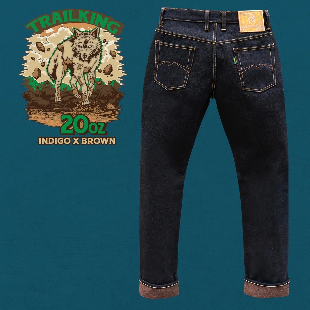 Trailking 20oz Unsanforized Deep Indigo x Earth Brown