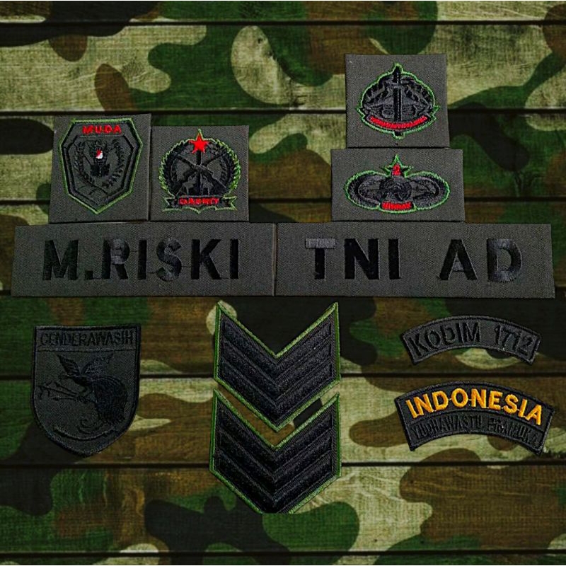 PAPAN NAMA ATRIBUT BORDIR TNI AD PERKERAS KAIN