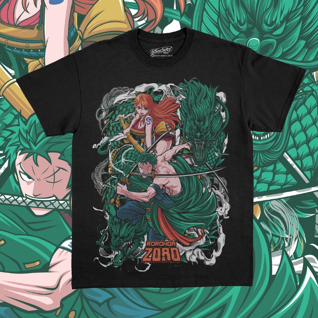 Kaos Anime Oversize Roronoa Zoro One Piece – Baju Distro Pria / Unisex Premium Cotton Combed 20s