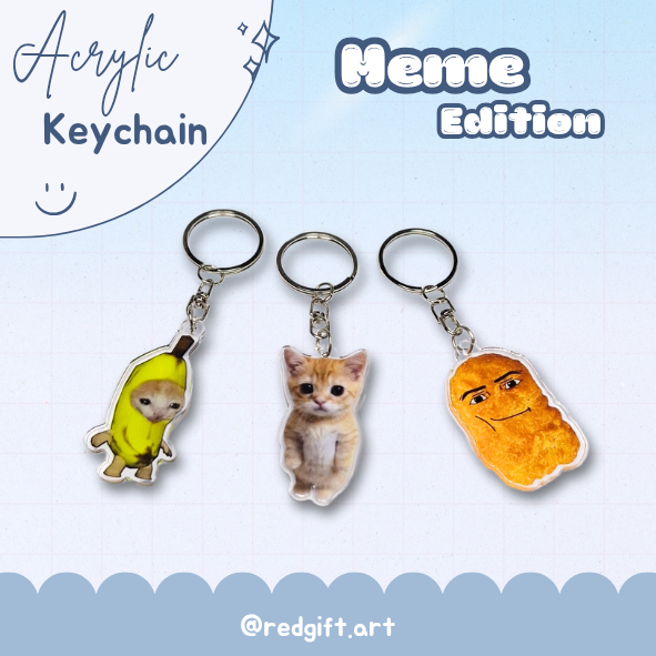 Gantungan kunci Meme Kucing | Acrylic keychain meme cat