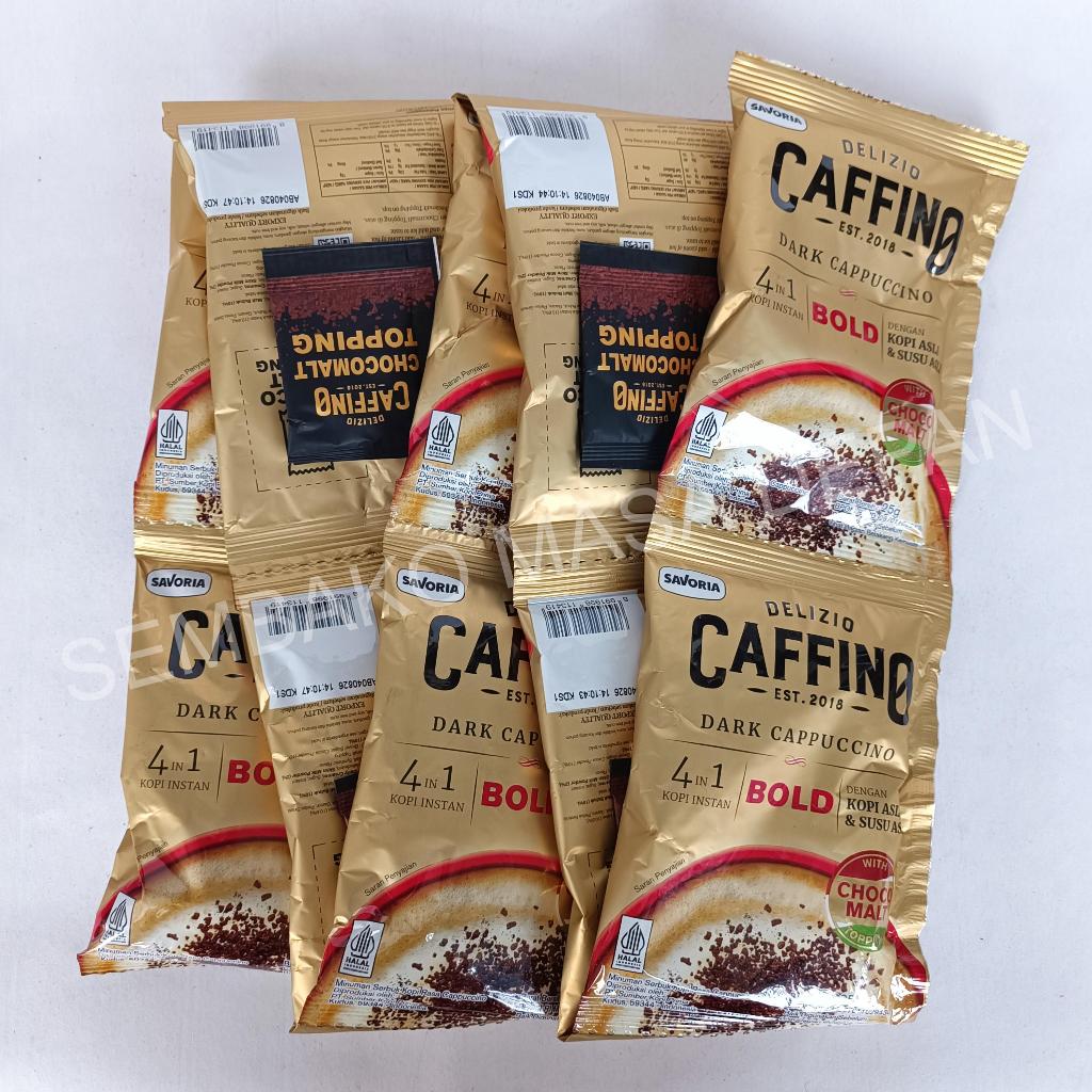 

Delizio Caffino Dark Cappuccino Bold 4in1 Kopi Instan With Choco Malt Dengan Kopi Asli dan Susu Asli 25 gr rentengan isi 10 saset
