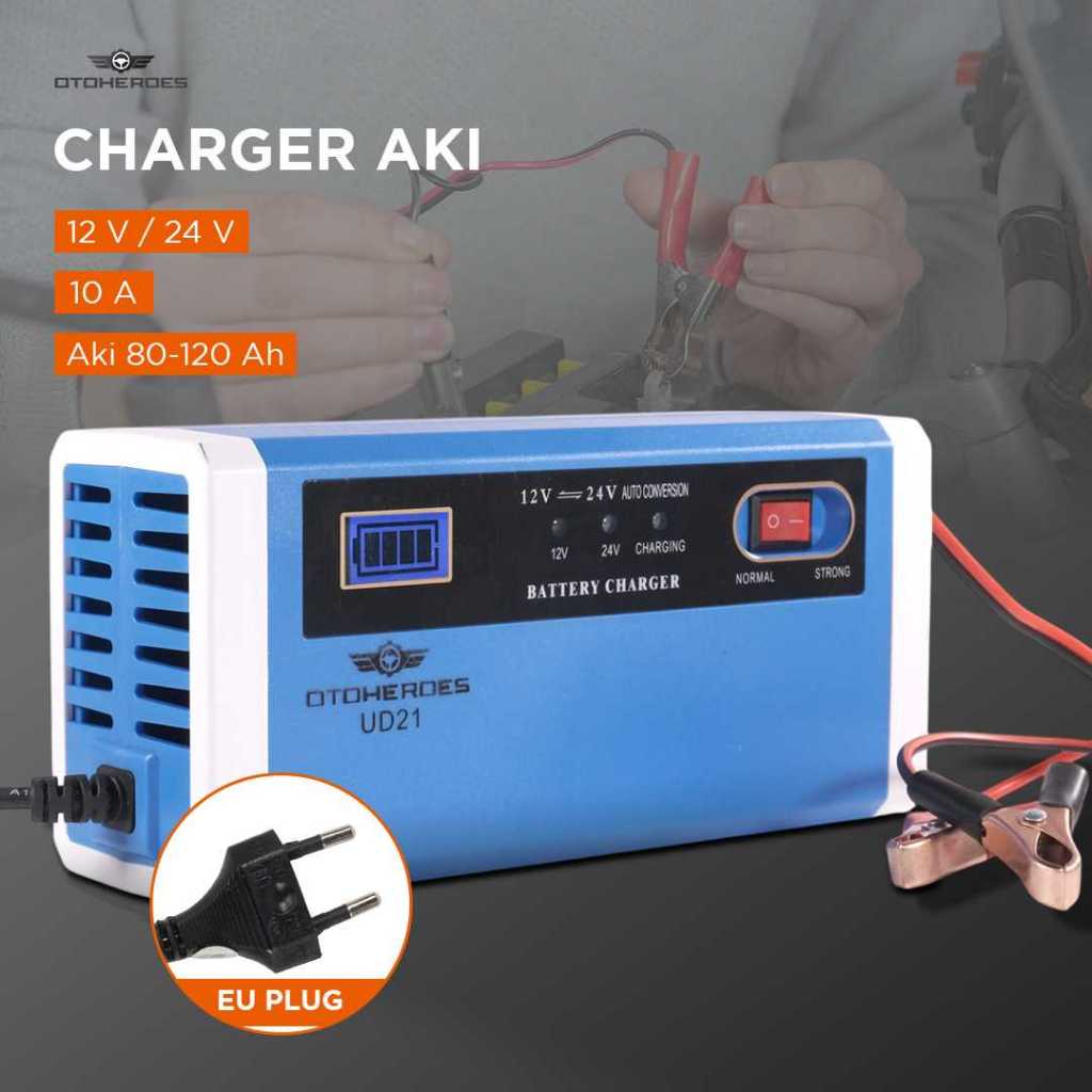 MALL OTOHEROES Cas Charger Aki Mobil motor 12 - 24 volt otomatis kering basah 10A UD21