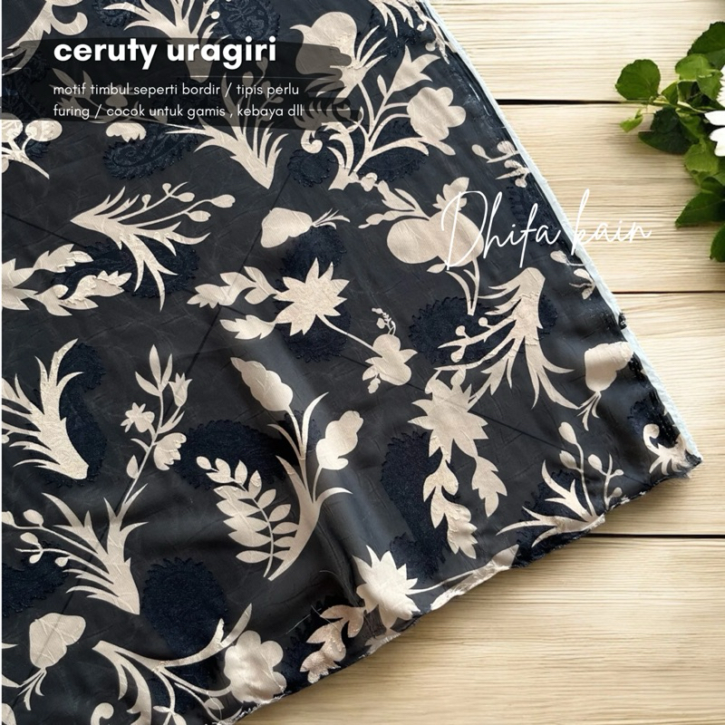 kain sifon rubiah motif bunga timbul / kain ceruti uragiri motif bunga