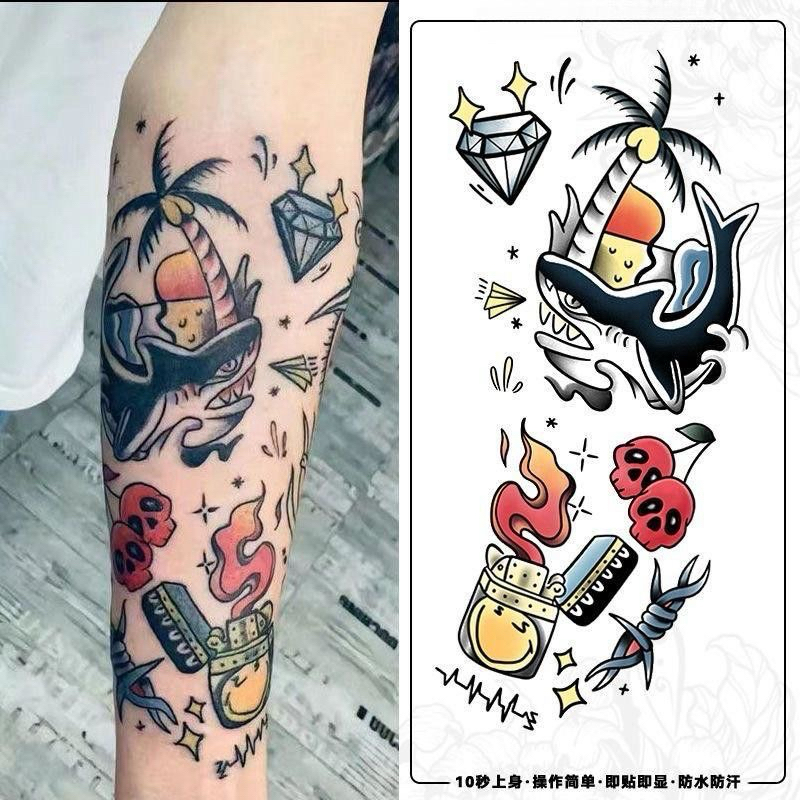 MEDAN Tatto sticker temporer Motif oldschool warna Tahan 7hari