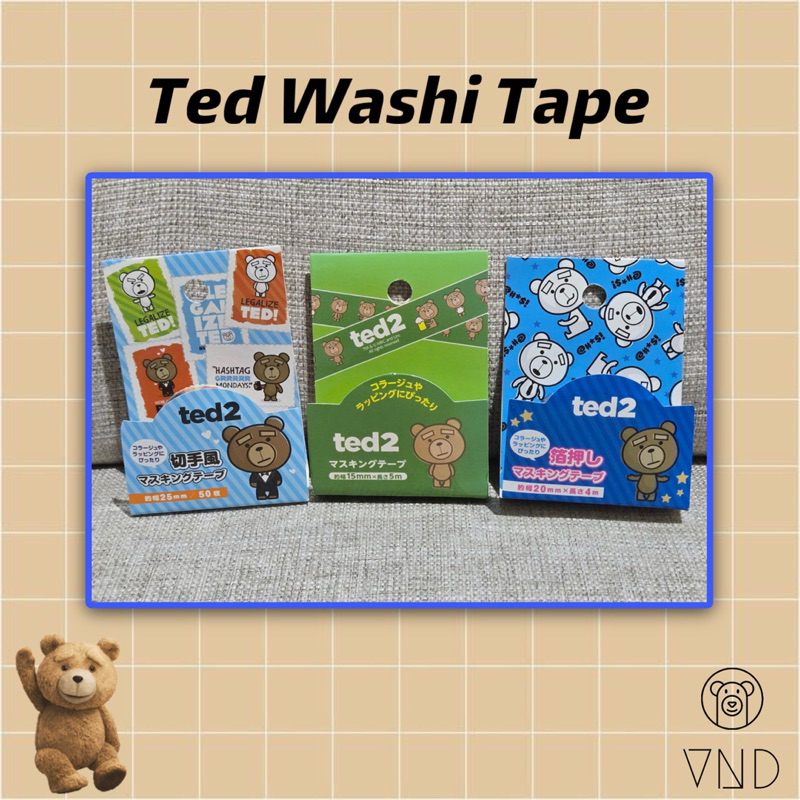 

Ted Washi Tape ORI Japan/ Hiasan Jurnal/ Buku Diary/ Scrapbook