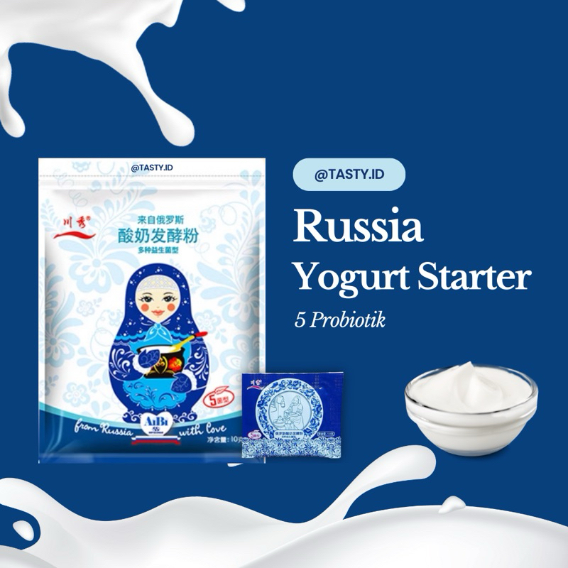 

Yogurt Starter 5 Rusia / Yogurt Culture / Kultur Yogurt / Bibit Yogurt / Biang Yogurt 5 Probiotik Rusia 1 Gram Sachet