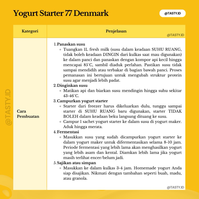 

RB Yogurt Starter 77 Denmark / Yogurt Culture / Kultur Yogurt / Bibit Yogurt / Biang Yogurt 77