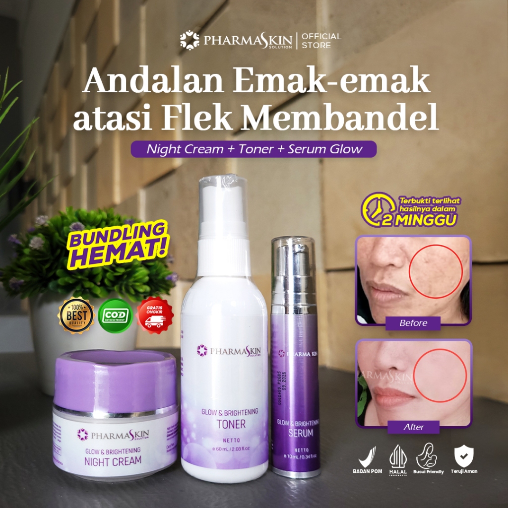 Paket Night Treatment Flek by Pharmaskin Solution | Cream Malam Flek | Serum Malam Flek | Sabun