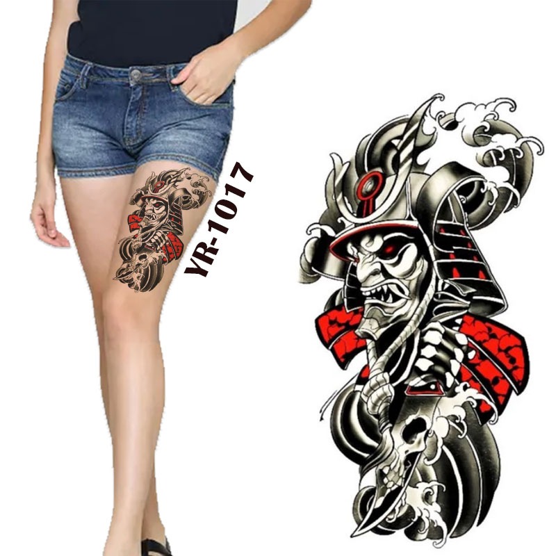 Tato Temporer Motif J-529 TOPENG SAMURAI Tatto Temporary tahan air tahan 2-4 hari size 21x15 cm