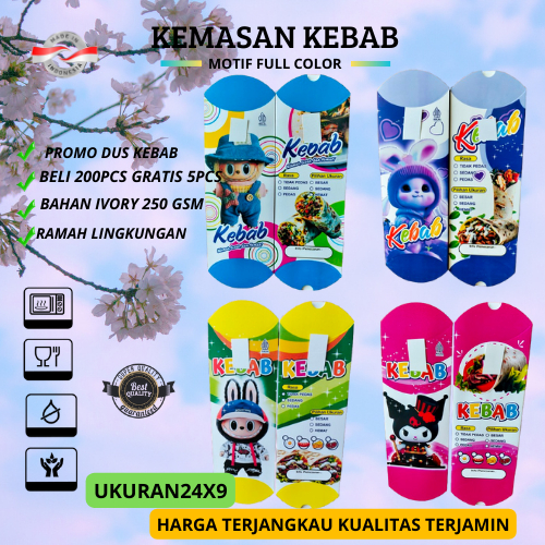 

100 Lembar Kotak Kebab Glossy ~ Kantong Kemasan Kebab Premiun Anti Minyak ~ Bungkus Kotak Kebab