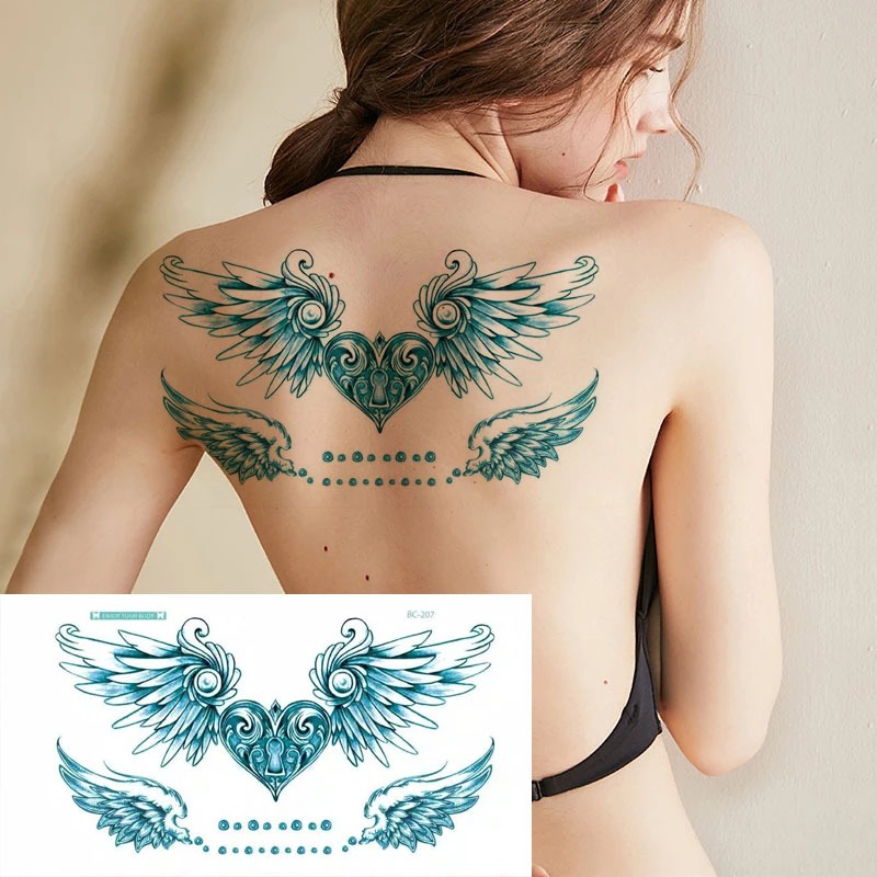 Tato Temporer BC-207 ANGEL HEART | Tatto Temporary DADA PUNGGUNG size 24x13 Cm