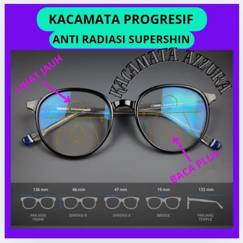 KACAMATA PROGRESIF ANTI RADIASI DOBLE FOKUS KACAMATA BACA PLUS DAN JALAN FRAME BULAT PRIA WANITA